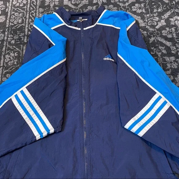 Vintage Adidas Blue Windbreaker Mens Size M - Picture 2 of 7